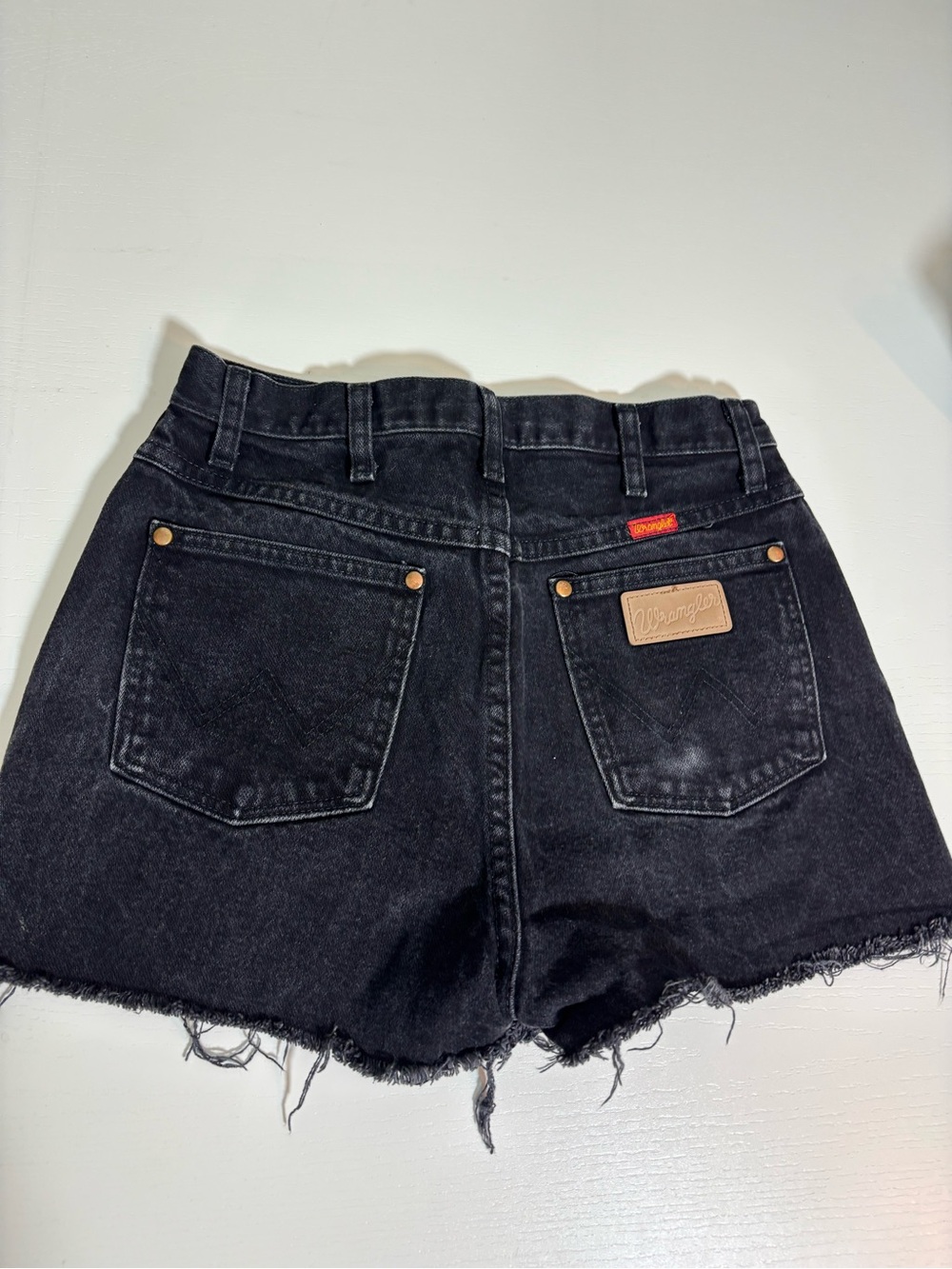 Wrangler Black Frayed Denim Cutoff Shorts